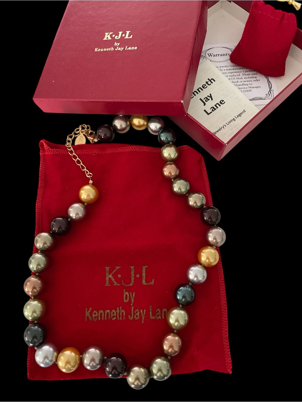 KJL Kenneth Jay Lane Multicolor Pearl Statement Necklace in Original Box
